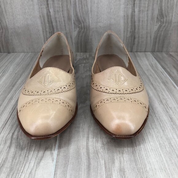 Liz Claiborne Flats Womens 8.5M Cream Leather Slip On Loafer Shoes - Picture 7 of 11